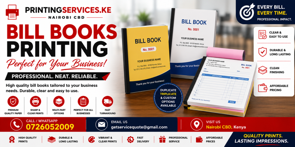 Bill Books Printing in nairobi Bill Books Printing in nairobi