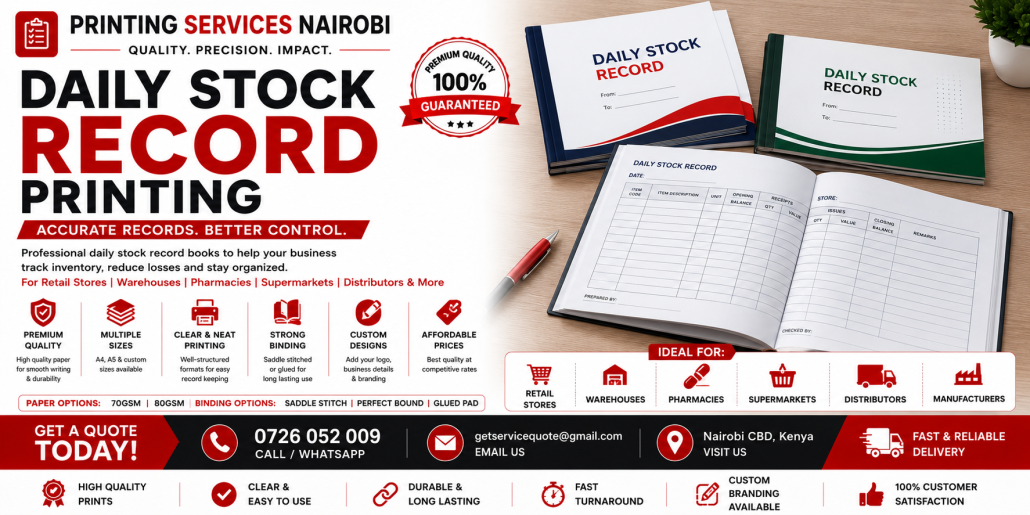 Daily Stock Record Printing Daily Stock Record Printing