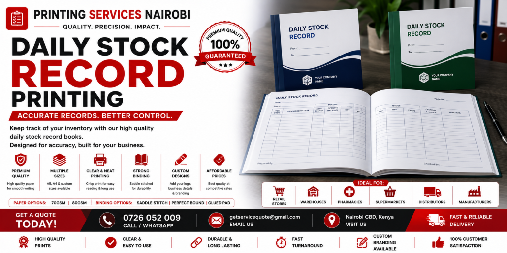 Daily Stock Record Printing in nairobi Daily Stock Record Printing in nairobi