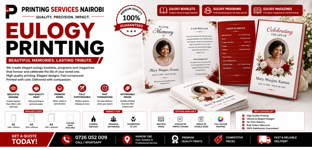Eulogy Printing in nairobi