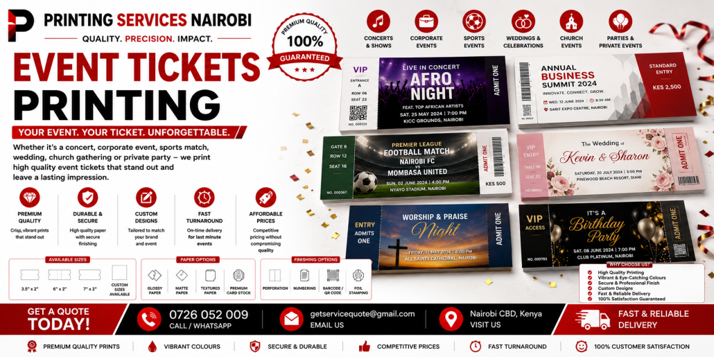 Event Tickets Printing in nairobi Event Tickets Printing in nairobi