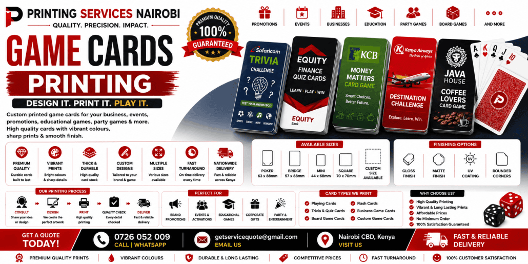 Game Cards Printing in nairobi