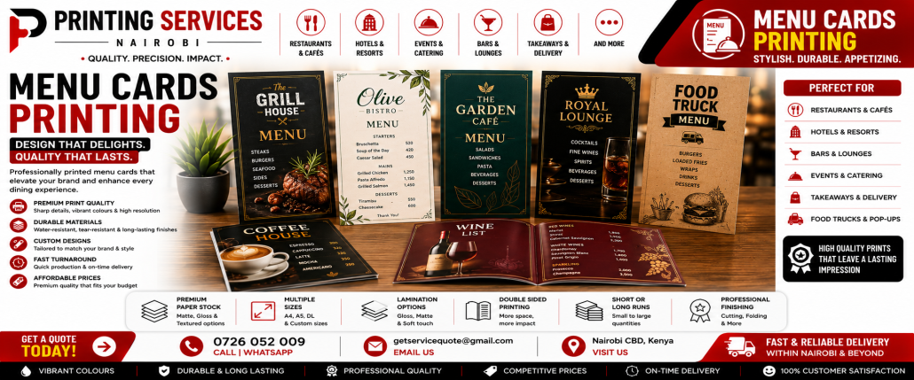 Menu Cards Printing