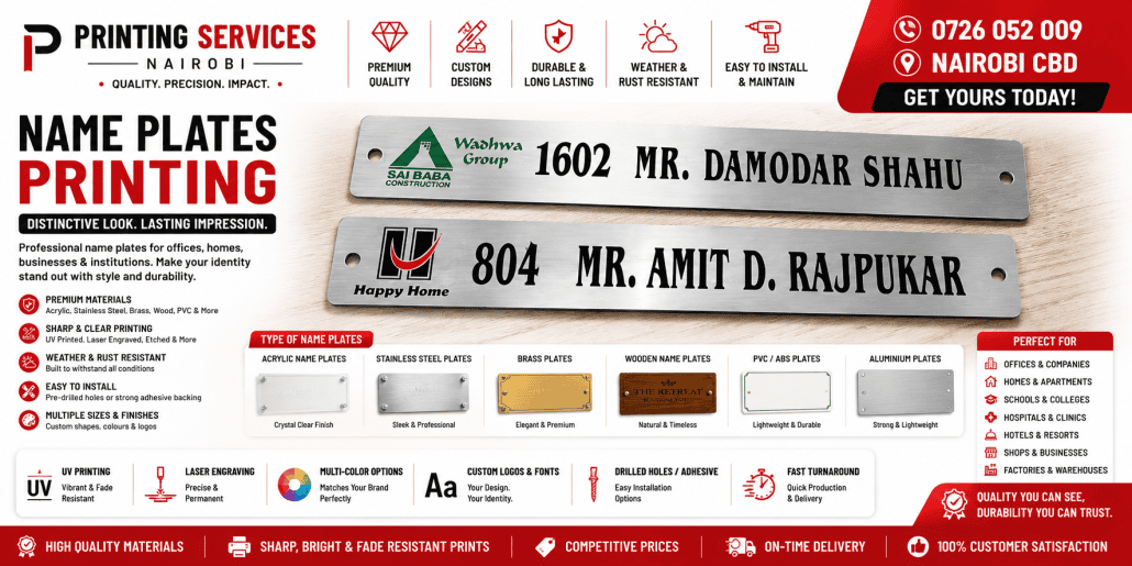 Name Plates Printing in nairobi