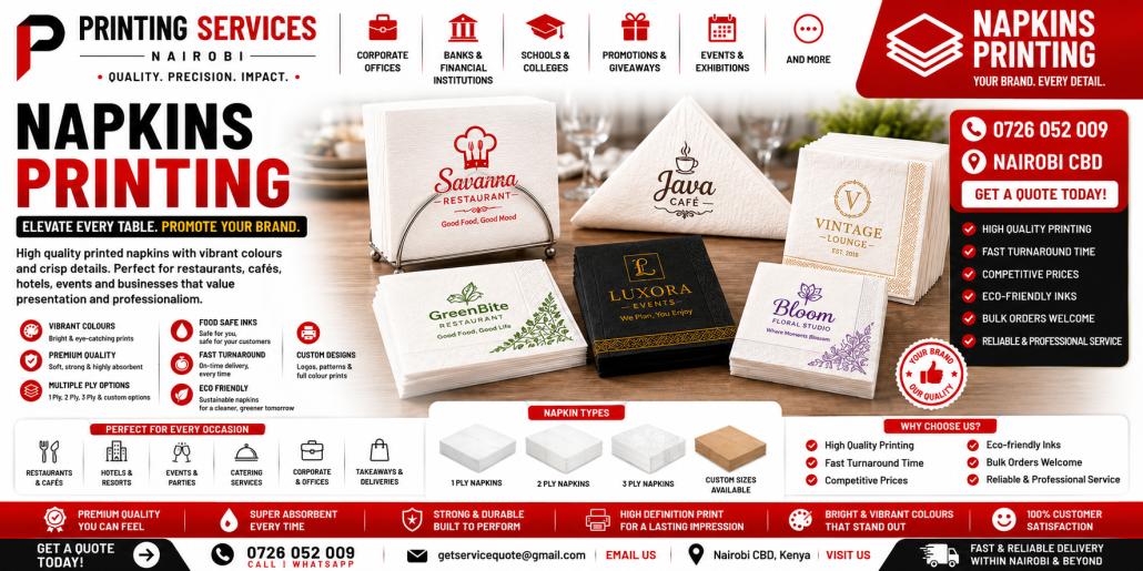 Napkins Printing in nairobi Napkins Printing in nairobi