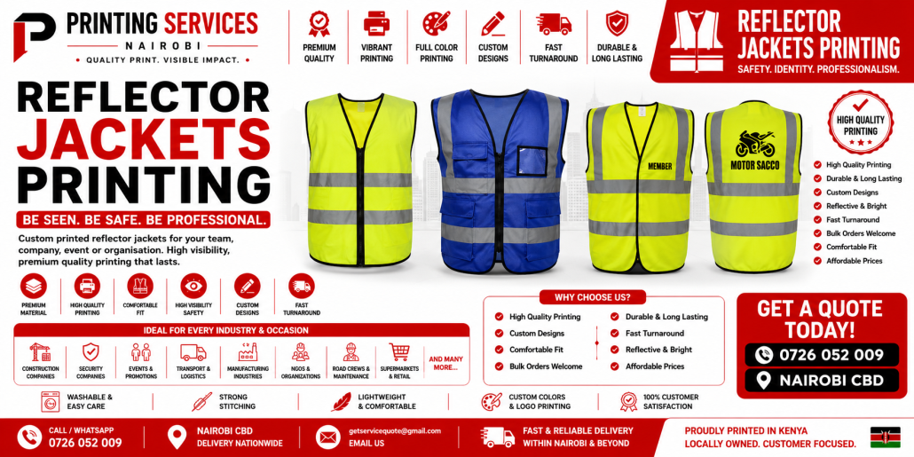 Reflector Jackets Printing in nairobi Reflector Jackets Printing in nairobi