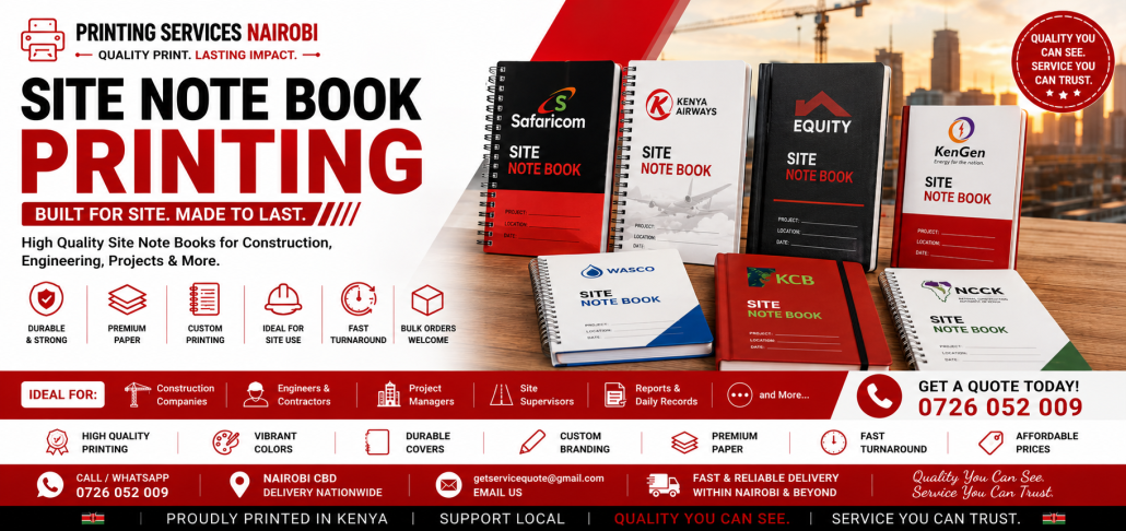 Site Note Book Printing in nairobi Site Note Book Printing in nairobi